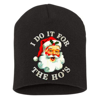 I Do It For The Hos Funny Inappropriate Christmas Santa Face Short Acrylic Beanie