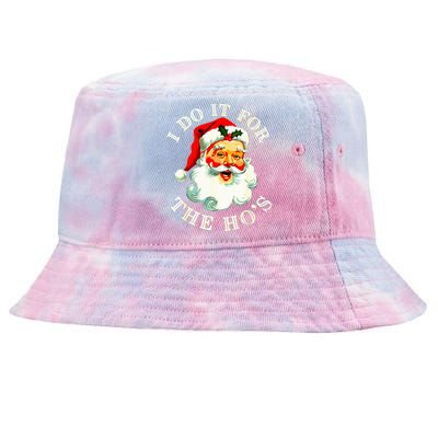 I Do It For The Hos Funny Inappropriate Christmas Santa Face Tie-Dyed Bucket Hat