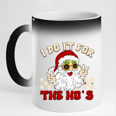 I Do It For The Hos Hippy Peace Santa Claus Christmas 11oz Black Color Changing Mug