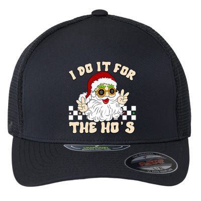 I Do It For The Hos Hippy Peace Santa Claus Christmas Flexfit Unipanel Trucker Cap
