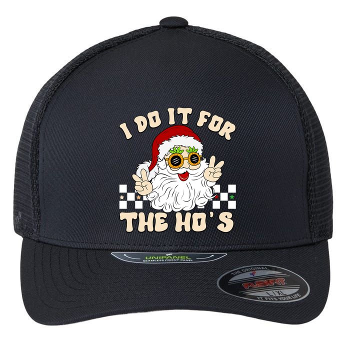 I Do It For The Hos Hippy Peace Santa Claus Christmas Flexfit Unipanel Trucker Cap