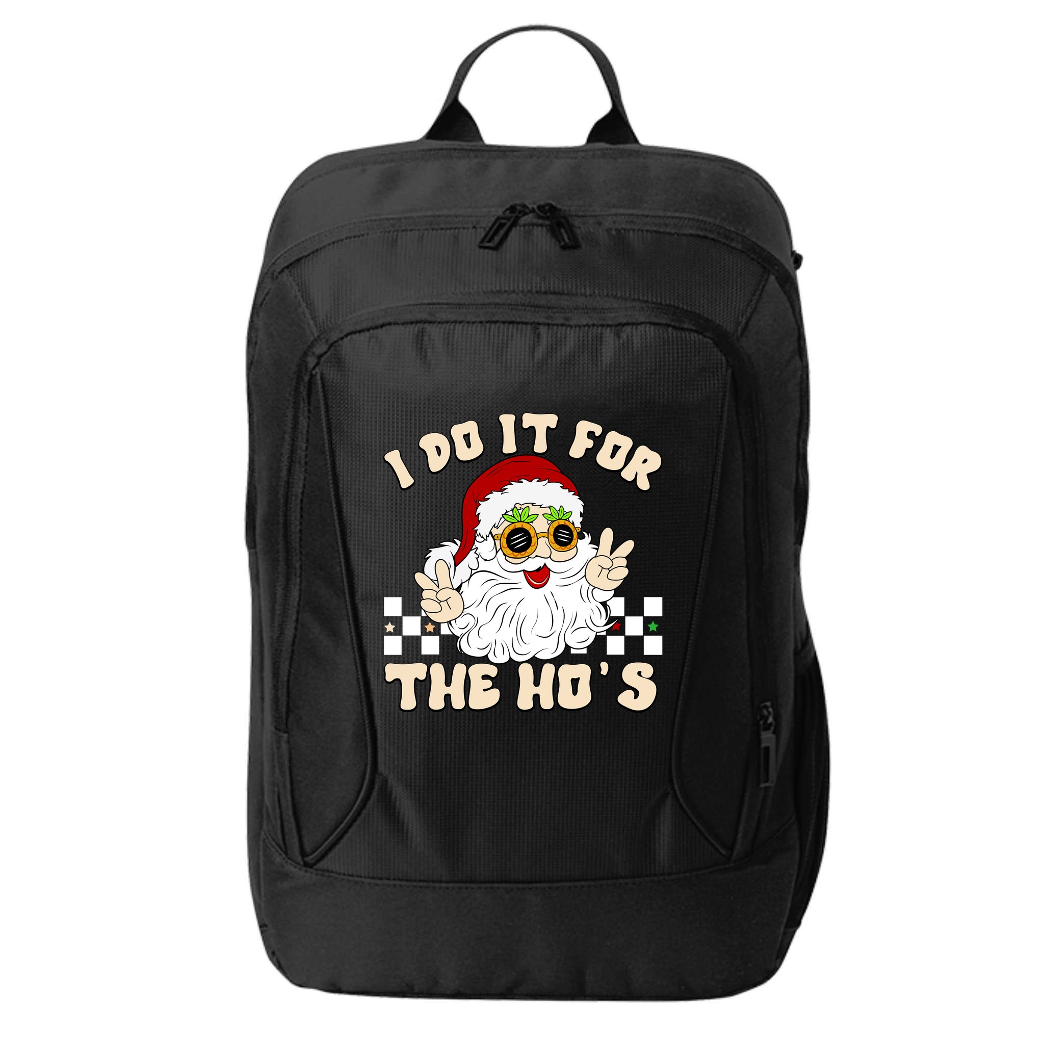 I Do It For The Hos Hippy Peace Santa Claus Christmas City Backpack