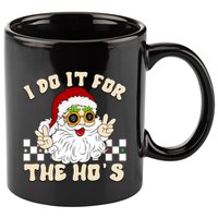 I Do It For The Hos Hippy Peace Santa Claus Christmas 11oz C Handle Ceramic Mug