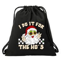 I Do It For The Hos Hippy Peace Santa Claus Christmas Drawstring Bag