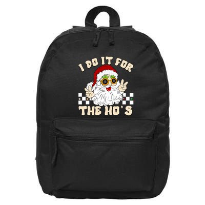 I Do It For The Hos Hippy Peace Santa Claus Christmas 16 in Basic Backpack