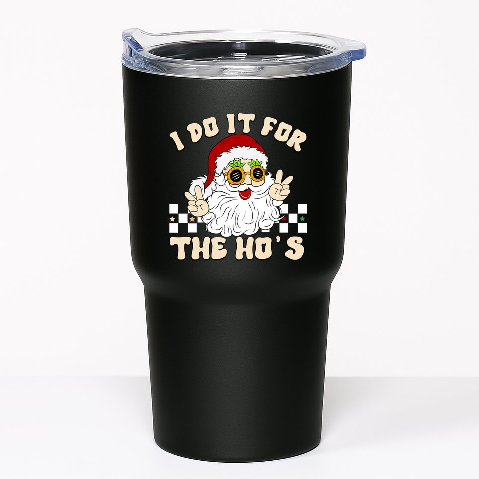 I Do It For The Hos Hippy Peace Santa Claus Christmas Tumbler
