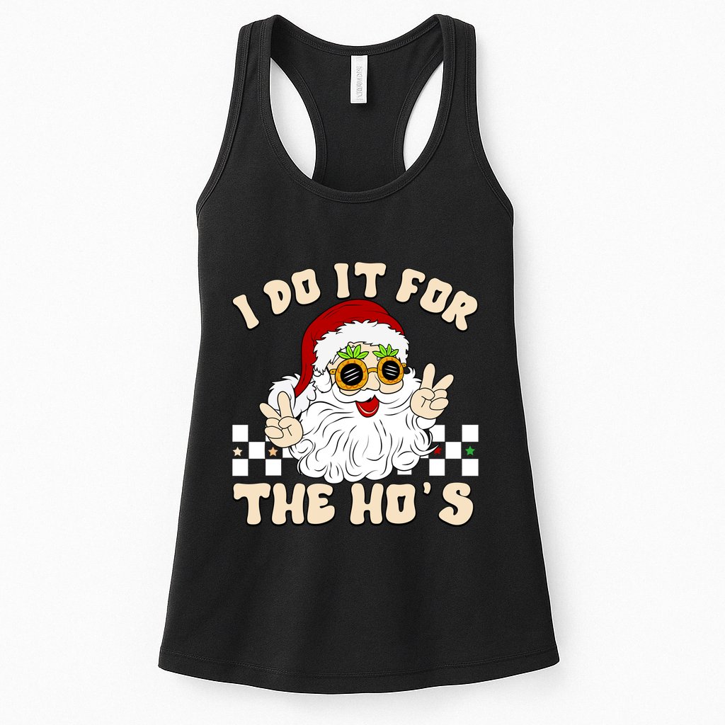 I Do It For The Hos Hippy Peace Santa Claus Christmas Womens Tank Top