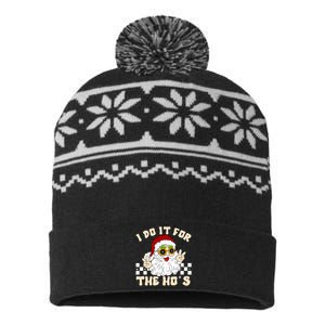 I Do It For The Hos Hippy Peace Santa Claus Christmas USA-Made Snowflake Beanie