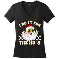 I Do It For The Hos Hippy Peace Santa Claus Christmas Women's V-Neck T-Shirt