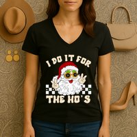 I Do It For The Hos Hippy Peace Santa Claus Christmas Women's V-Neck T-Shirt