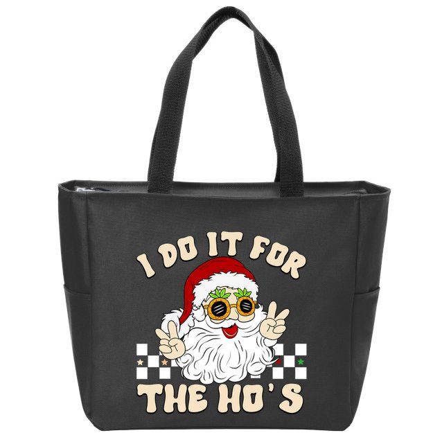 I Do It For The Hos Hippy Peace Santa Claus Christmas Zip Tote Bag