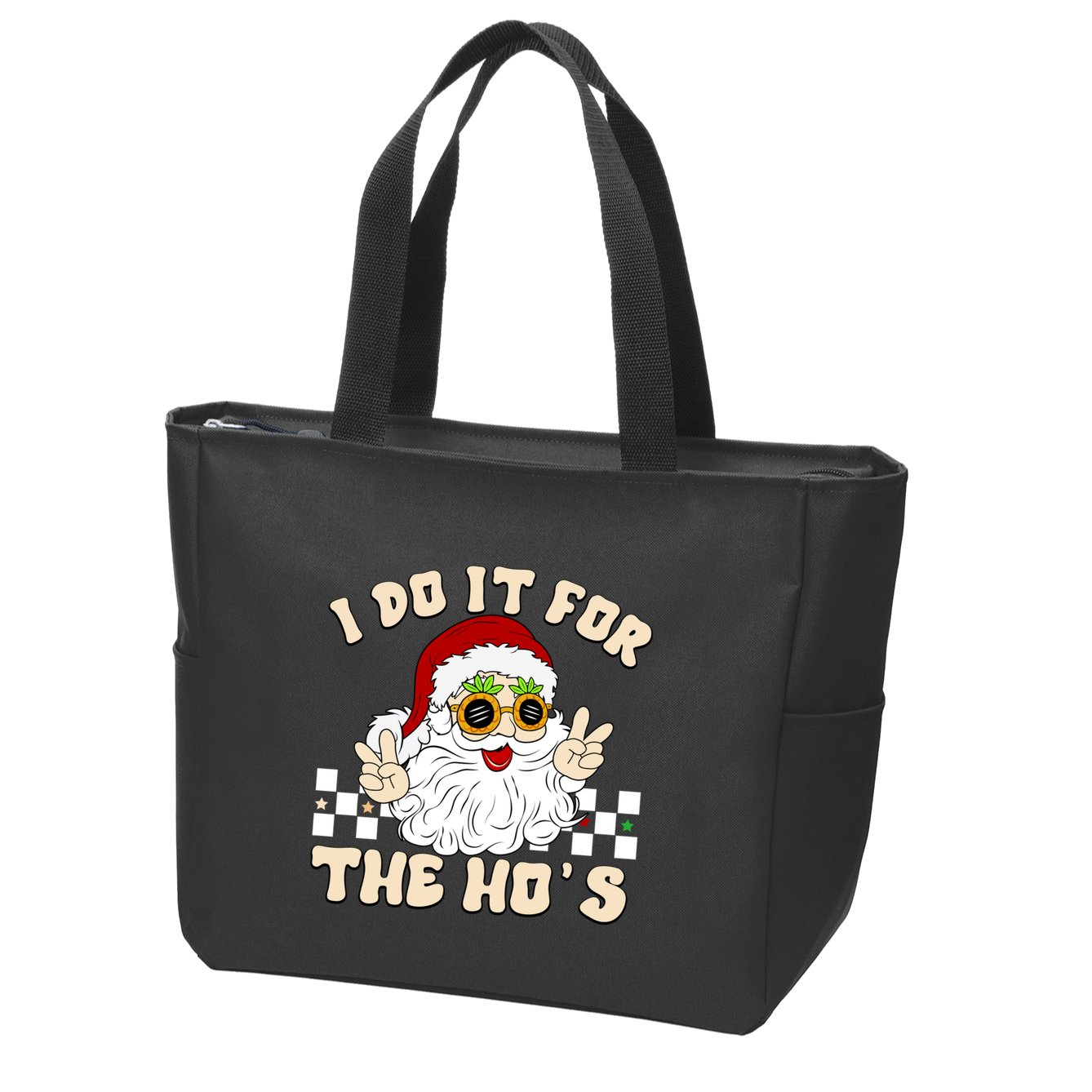 I Do It For The Hos Hippy Peace Santa Claus Christmas Zip Tote Bag