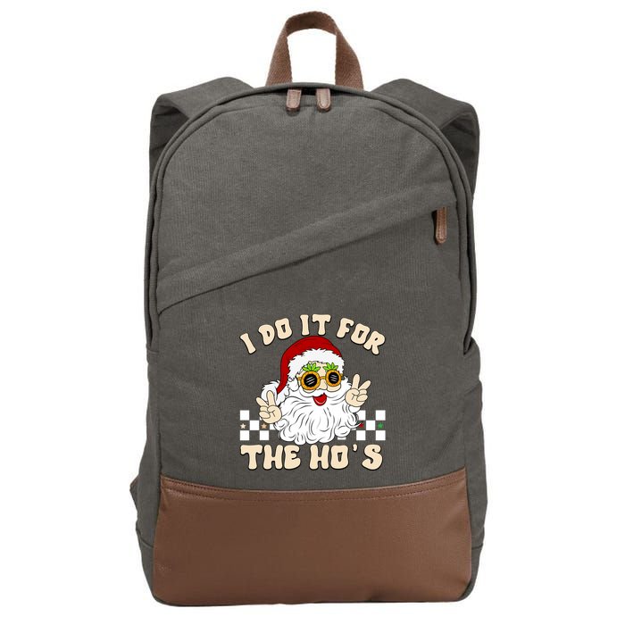 I Do It For The Hos Hippy Peace Santa Claus Christmas Cotton Canvas Backpack