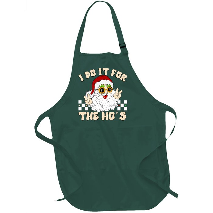 I Do It For The Hos Hippy Peace Santa Claus Christmas Full-Length Apron With Pockets