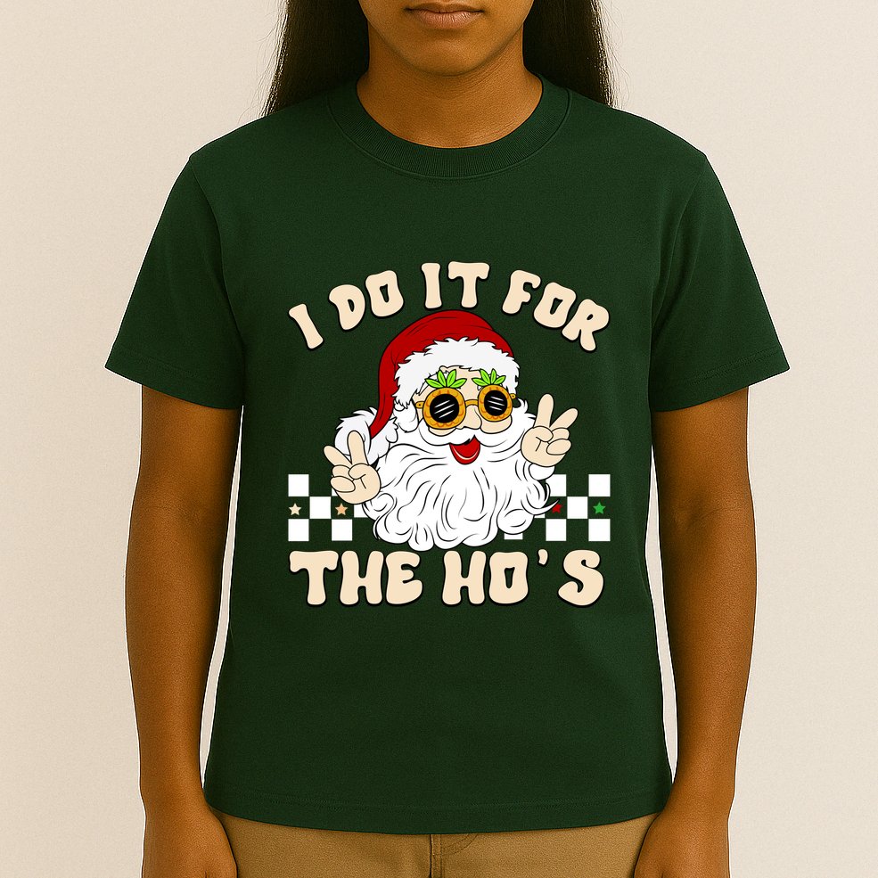 I Do It For The Hos Hippy Peace Santa Claus Christmas T-Shirt