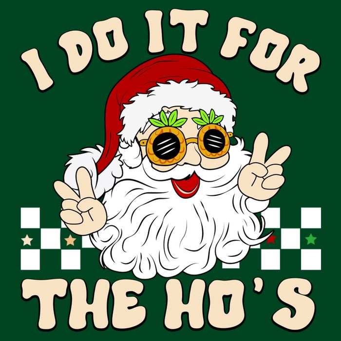I Do It For The Hos Hippy Peace Santa Claus Christmas Button