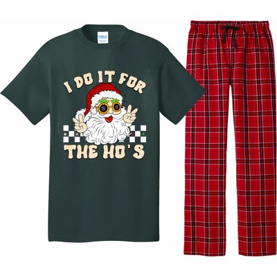 I Do It For The Hos Hippy Peace Santa Claus Christmas Pajama Set