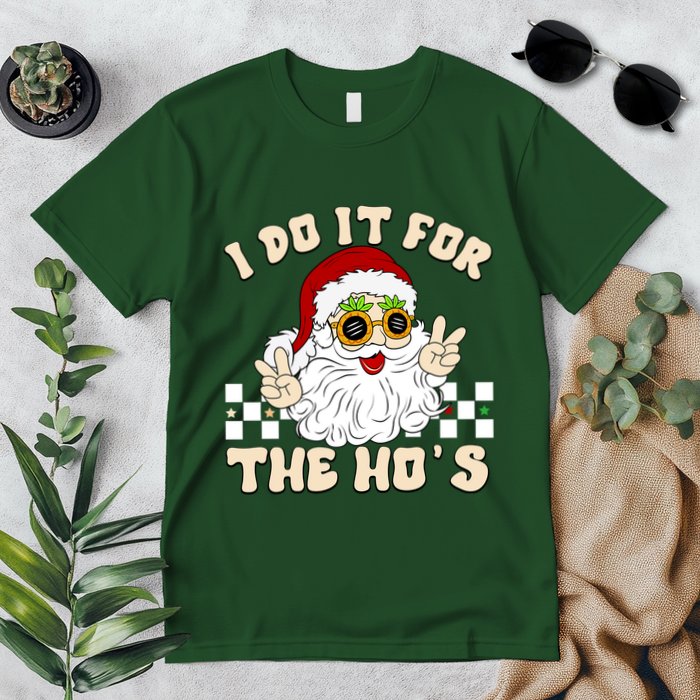 I Do It For The Hos Hippy Peace Santa Claus Christmas Premium T-Shirt