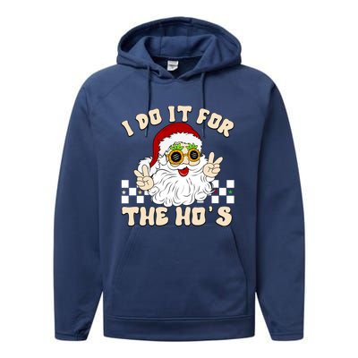 I Do It For The Hos Hippy Peace Santa Claus Christmas Performance Fleece Hoodie