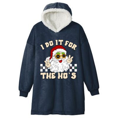 I Do It For The Hos Hippy Peace Santa Claus Christmas Hooded Wearable Blanket