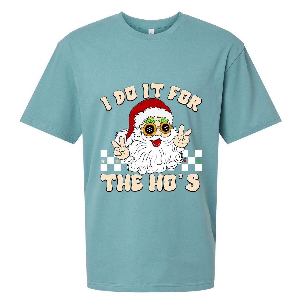 I Do It For The Hos Hippy Peace Santa Claus Christmas Sueded Cloud Jersey T-Shirt