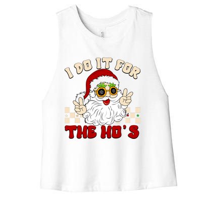 I Do It For The Hos Hippy Peace Santa Claus Christmas Women's Racerback Cropped Tank