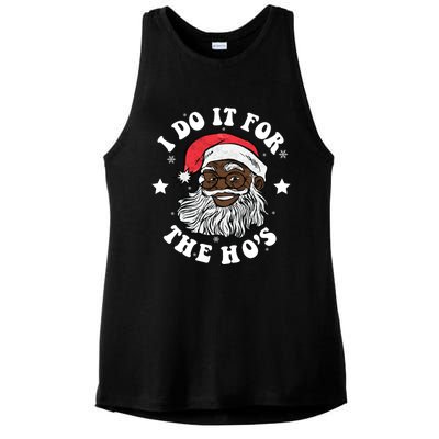 I Do It For The Hos Christmas African American Santa Black Gift Ladies PosiCharge Tri-Blend Wicking Tank