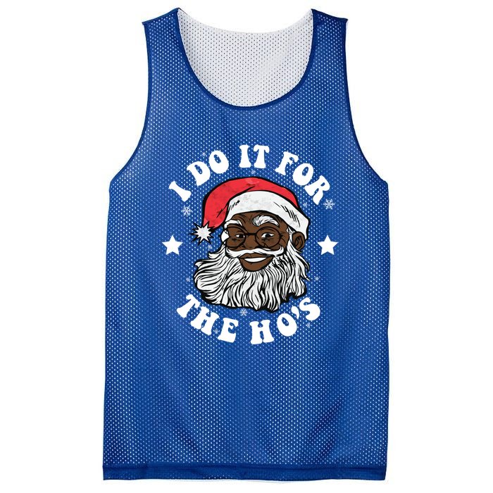 I Do It For The Hos Christmas African American Santa Black Gift Mesh Reversible Basketball Jersey Tank