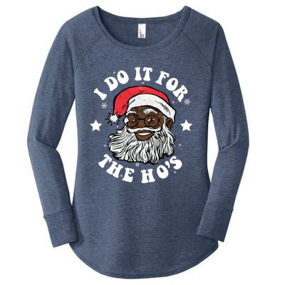 I Do It For The Hos Christmas African American Santa Black Gift Women's Perfect Tri Tunic Long Sleeve Shirt