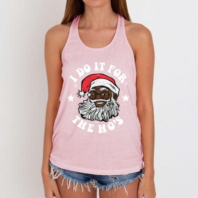 I Do It For The Hos Christmas African American Santa Black Gift Women's Knotted Racerback Tank