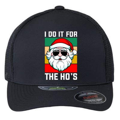 I Do It For The Hos Santa Claus Shades Funny Christmas Flexfit Unipanel Trucker Cap