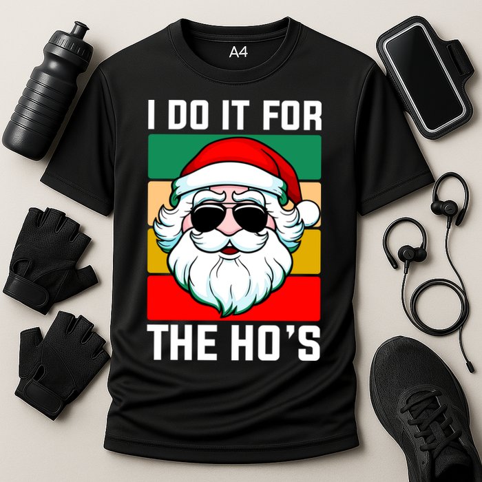 I Do It For The Hos Santa Claus Shades Funny Christmas Cooling Performance Crew T-Shirt