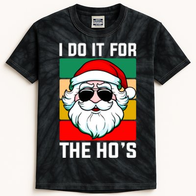 I Do It For The Hos Santa Claus Shades Funny Christmas Kids Tie-Dye T-Shirt