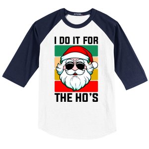 I Do It For The Hos Santa Claus Shades Funny Christmas Baseball Sleeve Shirt