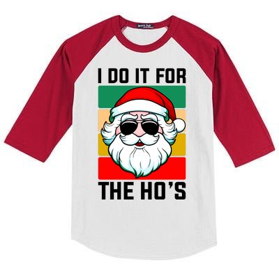 I Do It For The Hos Santa Claus Shades Funny Christmas Kids Colorblock Raglan Jersey