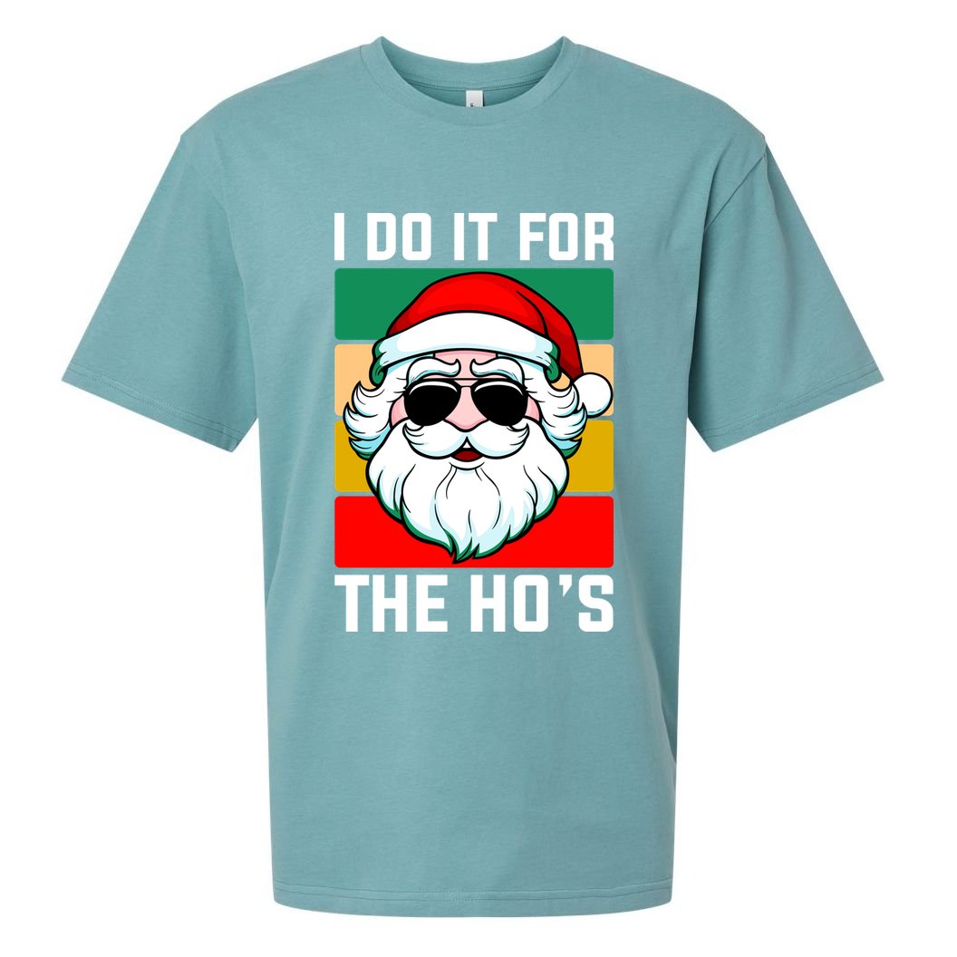 I Do It For The Hos Santa Claus Shades Funny Christmas Sueded Cloud Jersey T-Shirt