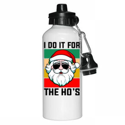 I Do It For The Hos Santa Claus Shades Funny Christmas Aluminum Water Bottle 