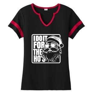 I Do It For The Hos Santa Claus Shades St Nick Christmas Ladies Halftime Notch Neck Tee