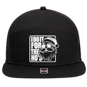 I Do It For The Hos Santa Claus Shades St Nick Christmas 7 Panel Mesh Trucker Snapback Hat