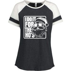 I Do It For The Hos Santa Claus Shades St Nick Christmas Enza Ladies Jersey Colorblock Tee