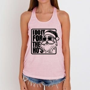 I Do It For The Hos Santa Claus Shades St Nick Christmas Women's Knotted Racerback Tank