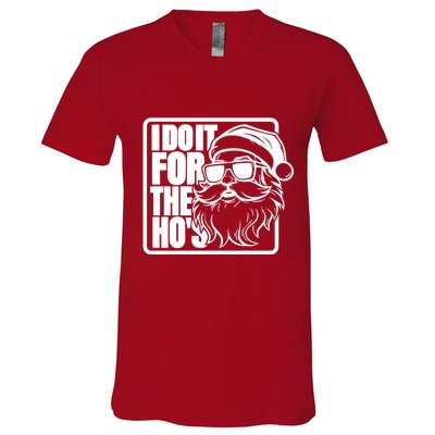 I Do It For The Hos Santa Claus Shades St Nick Christmas V-Neck T-Shirt