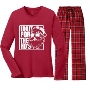 I Do It For The Hos Santa Claus Shades St Nick Christmas Women's Long Sleeve Flannel Pajama Set 