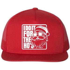 I Do It For The Hos Santa Claus Shades St Nick Christmas Flat Bill Trucker Hat