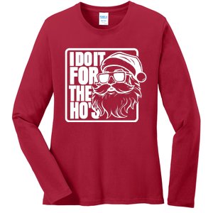 I Do It For The Hos Santa Claus Shades St Nick Christmas Ladies Long Sleeve Shirt