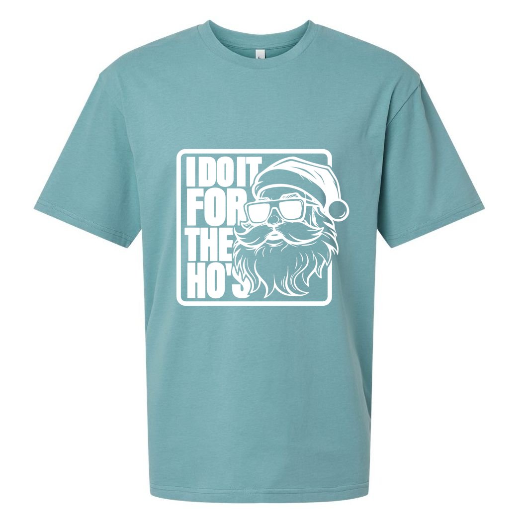 I Do It For The Hos Santa Claus Shades St Nick Christmas Sueded Cloud Jersey T-Shirt