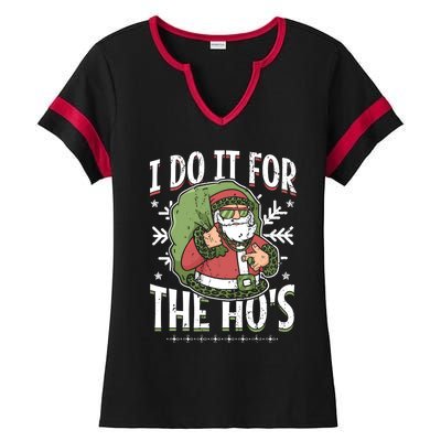 I Do It For The Hos Christmas Gift Ladies Halftime Notch Neck Tee