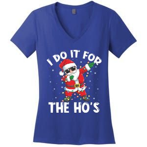 I Do It For The Hos Dabbing Santa Claus Christmas Gift Women's V-Neck T-Shirt