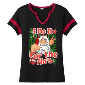 I Do It For The Hos Santa Claus Christmas Lights Ladies Halftime Notch Neck Tee