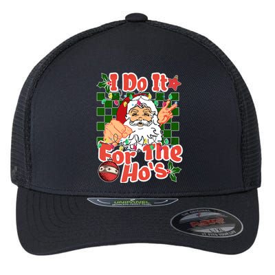 I Do It For The Hos Santa Claus Christmas Lights Flexfit Unipanel Trucker Cap